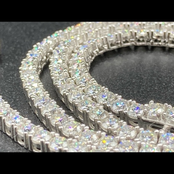 925 Silver Moissanite Tennis Chain Necklace Bracelet Set - Picture 6 of 10
